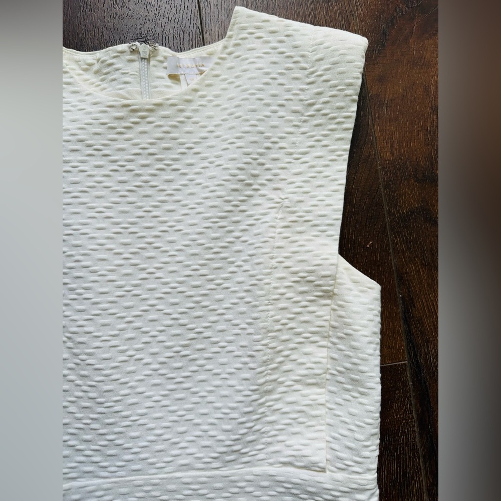Chic Textured White Mini Dress - Picture 3 of 13